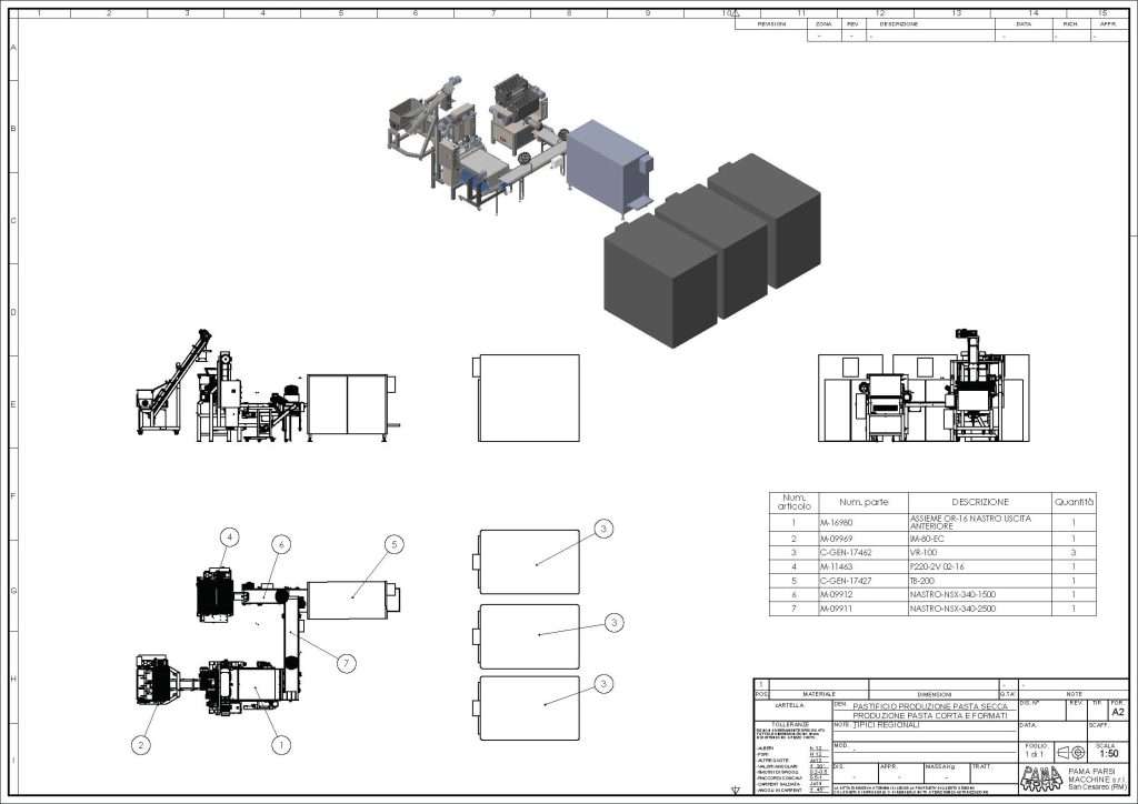 Pastificio produzione pasta secca da 200 kg/h